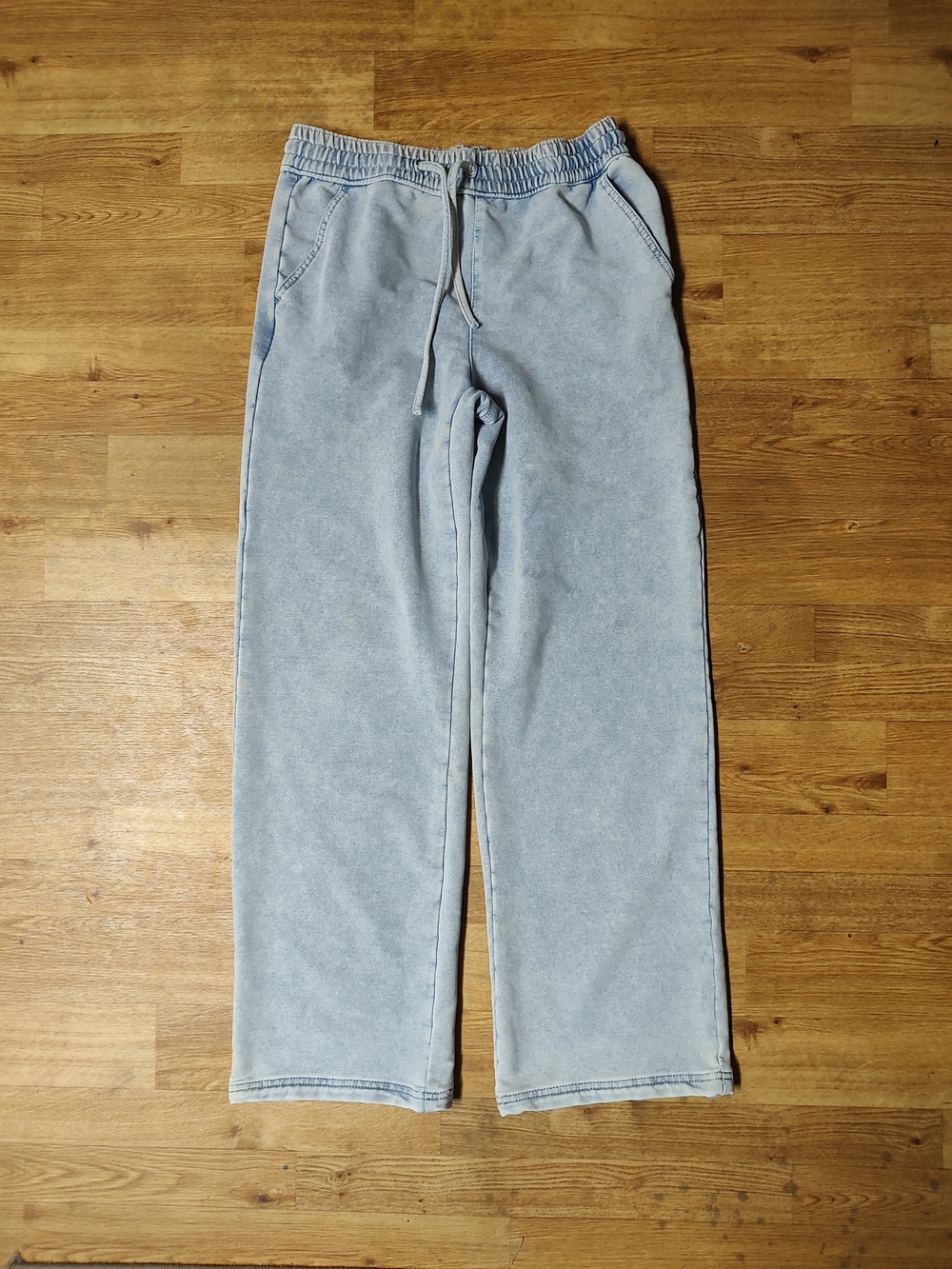 Vanilla Star Washed Light Blue Wide Leg Joggers